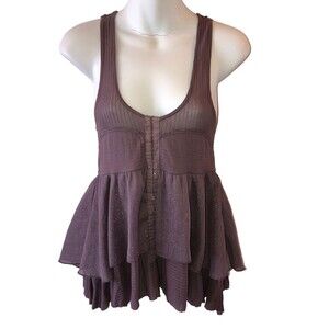 Intimately Free People Mauve Lace Tiered Tunic Tank Size X Small XS